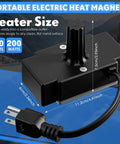 Hortsun portable electric heat magnet heater for small engines, 120V 200W, black rectangular unit with power cord