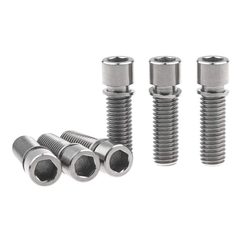Titanium M8x25mm bolts with washers for BMX stem, hex socket head, pack of 6