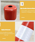 3 Pack Fixed Heavy Duty PVC Parking Bollards With Expansion Bolts Flexible Traffic Delineator Posts With High Vis Reflective Tape, red top view.