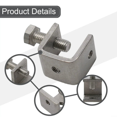 Heavy Duty Stainless Steel C Clamps For Welding And Construction, 0 To 20mm Jaw Opening, showing detailed view of M6 threaded bolt.