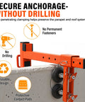 Heavy Duty Parapet Anchor Fall Protection Non Penetrating Rooftop Safety Wall Clamp with clamping design and protective pads.