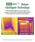 Thermal Imaging Camera With Visual Sensor And Laser Pointer, Dual IR And Visible Cams, Fusion, Thermal And Visual Modes, 240x240 Super Resolution, 25 Hz Frame Rate, 50 Field Of View, Minus Four Fahrenheit To 1022 Fahrenheit, IP54 Infrared Camera highlighting suspected water leaks and insulation voids.