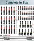 86-Piece Magnetic Impact Nut Driver Set With SAE And Metric Bits including various sizes with measurement labels