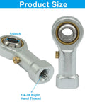 Heavy Duty Female Rod End Bearing With 1/4 Inch Bore And 1/4-28 Right Hand Thread, Industrial Alloy Steel, Corrosion Resistant, 4 Pack Built Tough For Real World Machines And Projects; size view
