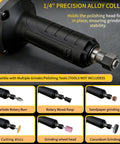 Heavy Duty Cordless Die Grinder Boasting A Beast Mode 26000 Rpm Brushless Motor Alongside One Quarter Inch Collet for grinding options.