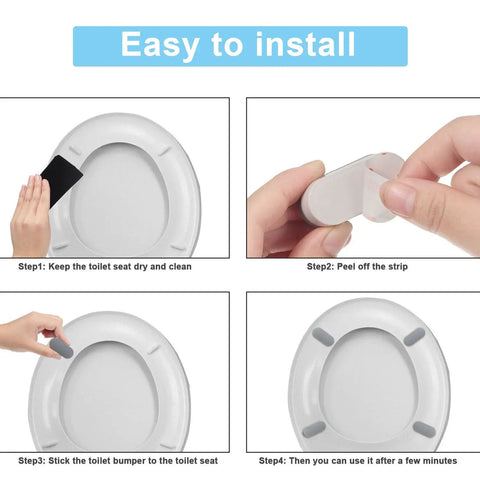 12 Pack Universal Toilet Seat Bumpers Kit With Super Sticky Adhesive Rubber Spacers installation steps diagram