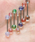 Dope Mixed Color 14G Stainless Steel Straight Barbell Tongue Ring Set Five Eighth Inch Length 23 Piece Acrylic Flexible Retainer Jewelry For Women And Men Hypoallergenic Safe All Day Comfort, assorted multicolor balls on 14G bars