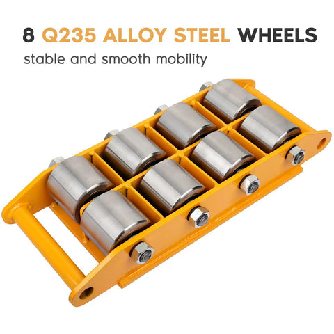Heavy Duty Machinery Skate Dolly With 360 Degree Free Spin And Eight Reinforced Steel Wheels For No Sweat Factory Moves Up To 26400 Pound Capacity Shop Floor Mover Cart
