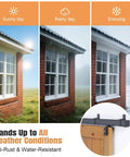 Exterior Sliding Barn Door Hardware Kit With Box Rail Track Beefed Up 450Lb Capacity Black Weather Resistant Steel Wall Mount System demonstrating durability in various weather conditions.