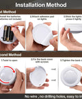 Installation steps for Color Changing LED Puck Lights With Remote Control, Dimmable Under Cabinet Kitchen Lighting, 1 Pack