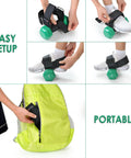 Person attaching Dumbbell Foot Strap Attachment For Home Gym Workouts Turn Any Dumbbell Into A Leg Workout Powerhouse to shoe and storing