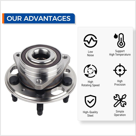 Front Or Rear Wheel Hub Bearing Assembly With ABS For 5-Lug GM Vehicles - Fits Malibu, Impala, Equinox, GMC, Chevrolet, Cadillac