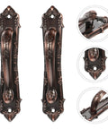 Old School Red Copper Door Handles Set For Wooden Doors And Cabinets, Thickened 138mm Pull Bars, Vintage Style Drawer Hardware