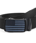 Mens Black Ratchet Belt Nylon Tactical Belt With Automatic Slide Buckle For Everyday Casual Wear And Golf Heavy Duty Web Belt With American Flag Design