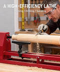 Rock Solid 14X40 Benchtop Wood Lambe Machine With Gnarly Turning Span And Smooth Variable Speed Drive in use for spindle turning.