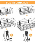 12 Pack Slatwall Organizer Kit With 4 Wire Baskets And 8 Heavy Duty Hooks For Garage, Retail Display And Home Storage size chart