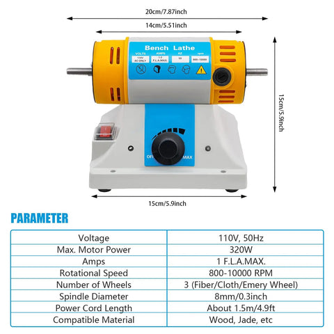 Industrial Strength Bench Buffer And Jewelry Polisher With Variable Speed Drive 320W Motor 800 To 10000 RPM Heavy Duty Design and control panel.