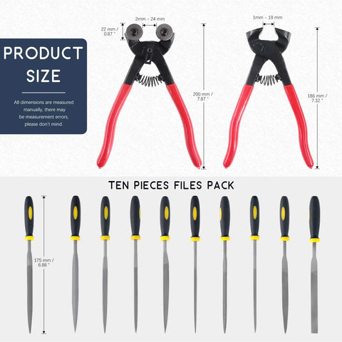 12 Piece Heavy Duty Stained Glass Mosaic Tools Kit With Wheeled Glass Tile Nippers And Cutters Pliers And Diamond Coated Handles