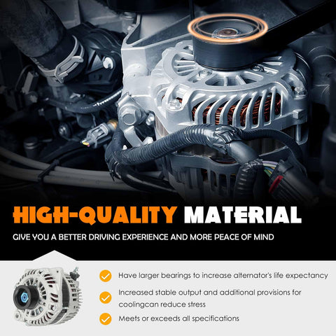 Direct Fit 3.5L V6 Alternator Replacement For 2007-2010 Altima, 2009-2014 Murano, 2009-2010 Maxima, 2011-2017 Quest, 12V 130A High Output