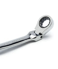 Close-up of steel XL X-Beam flex head ratchet from 9 Pc 12 Point XL X Beam Flex Head Ratcheting Wrench Set SAE Includes 5/16 11/32 3/8 7/16 1/2 9/16 5/8 11/16 3/4 Inch With 72 Tooth Ratcheting For Quick Slick Fastener Turns.
