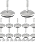Beefy 12 Pack M6 Swivel Furniture Leveling Feet With T Nuts For Table Legs Heavy Duty Adjustable Foot Pads Silver Black