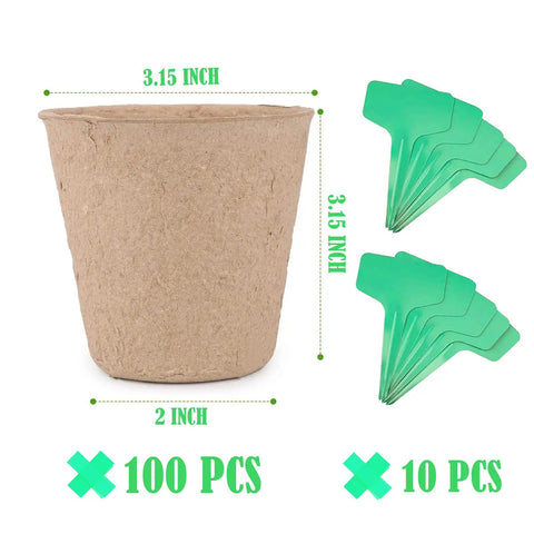 100 Pack Peat Pots 3.15 Inch Seed Starter Planters For Flowers, Vegetables, Tomatoes And Herbs, Biodegradable nursery pots shown