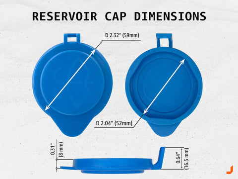 Ford Focus Windshield Washer Fluid Reservoir Cap Replacement for 2011-2015, OE 1708196 BM51-17632-AA Compatible, dimensions shown