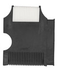 Front view of Kuuleyn 2-pack quick-connect boat fender hanger; black plastic body with white ribbed roller
