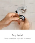Installing Brushed Nickel No-Fuss Four-Function 4 3 Eighths Inch Diameter Showerhead, WaterSense Certified pipe with tape