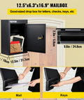 Tough As Nails Through The Wall Mail Drop Box With Adjustable Chute And Secure Code Lock Rainproof Wall Mount Deposit Slot Black