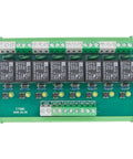 Top view of 8 Channel Relay Module for AC DC 12V PLC Control, DIN rail mountable, plug-and-play design with screw terminals.