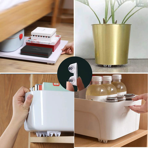 Self Adhesive Caster Wheels Pack Of 8 Non Swivel Castors For Small Boxes Cabinets And Containers, used on various items