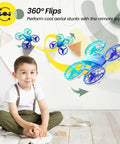 Kid Friendly Indoor Quadcopter With 2 Modular Batteries 360 Degree Flips Auto Hover 3 Speed Modes LED Lights Easy One Key Takeoff