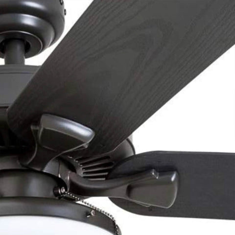 52 Inch Ceiling Fan With Light For Indoor And Outdoor Spaces, Pull Chain Control, LED 1200 Lumens At 3000K, Tri Mount Bronze Design, Damp Rated For Porches Decks And Garages