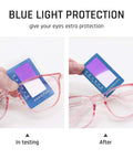 Comparison of Protective Safety Glasses With Anti Fog Coating And Anti Scratch Lenses Unisex Fit showing blue light protection test
