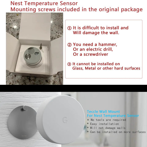 Three Pack Wall Mount For Temperature Sensor Gen 2 And Gen 1 No Drill Tool Free Install Stainless Steel Bracket Plate Damage Free Wall Mount Compatible With Temperature Sensor 2024 Release, boxed sensor mount