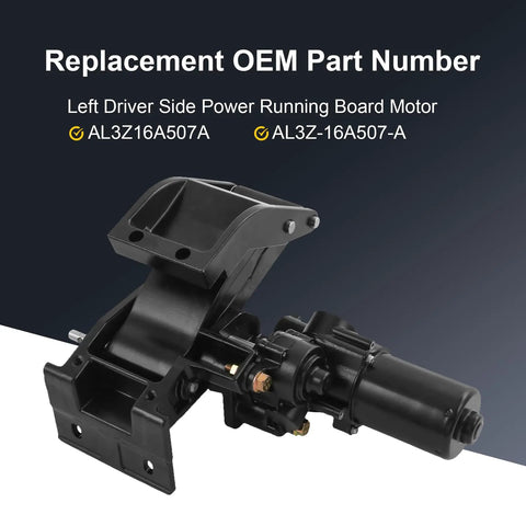 Power Running Board Motor Left Driver Side Replacement For Ford F150 2007 2014 3.5L To 6.2L V8 Models With Front Left Motor And Mounting Bracket For Smooth Step Access, black steel bracket