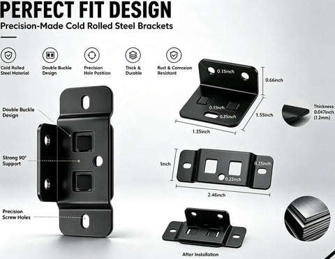 Heavy Duty Furniture Joint Brackets Quick Fitting No Fuss Easy Install For Tables Chairs Drawers And Cabinets Black 16PCS illustration