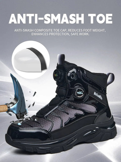 Composite Toe Work Sneakers For Men And Women With Anti Smash Protection and Kevlar Puncture Resistant Midsole close-up.