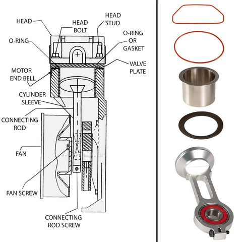 Air Compressor Piston And Connecting Rod Replacement Kit With Piston Bearing For Oil Free Air Compressor Pumps That Keeps Your Tools Running For Sears Craftsman Porter Cable DeWalt Devildiss KK4835 KK5081 A02743
