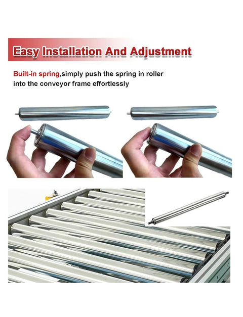 Industrial Grade Galvanized Conveyor Rollers Non Powered Steel Idler for Automation Assembly Lines, easy installation with built-in spring.