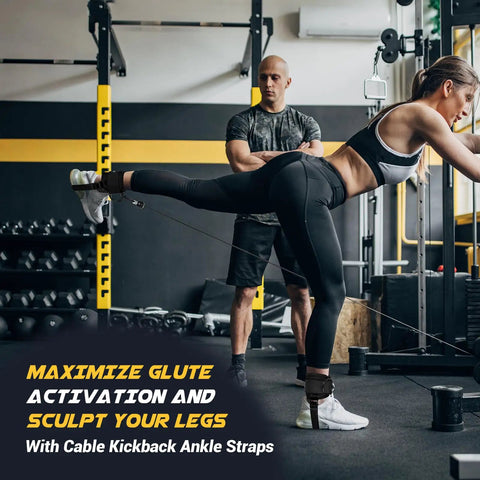 Ankle Straps For Dumbbells And Cable Machines With Extra Long Nylon Strap For Tibialis Training, Leg Extensions And Hamstring Curls