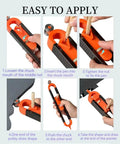 Slick Contour Gauge Scribe Tool With Lock for Woodworking Profile Copying Ruler being demonstrated with step-by-step instructions.