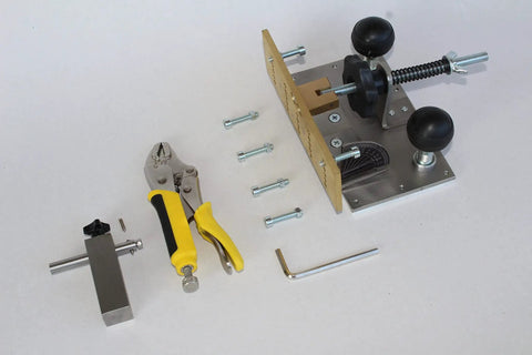 Knife Bevel Jig With Center Scribe Edge for precision grinding and accurate bevel alignment includes degree scale and tools