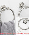 2 Pack Brushed Nickel Bathroom Towel Ring Set, Rustproof 304 Stainless Steel Wall Mounted Round Towel Hanger with towel and parts