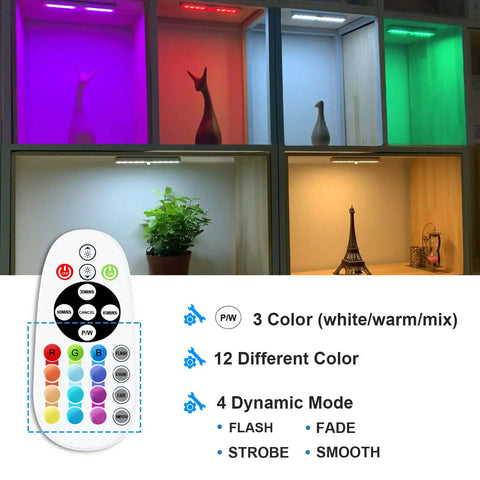 Under Cabinet Lighting 48 LED Wireless Rechargeable Light Bar With Remote, 15 Color Changing RGB And Dimmable White Modes, No Wiring Needed, Perfect For Kitchen Counter, Closet, Hallway, Display Shelf, And Stairs