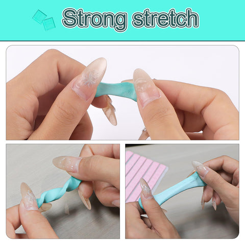 Hands stretching blue poster putty showing flexible adhesive; Blue Poster Putty Adhesive Reusable And Removable Sticky Tack For Wall Art And Photos 120 Pre Cut Squares Mounting Putty For Paintings Gallery Displays Crafts At Home