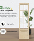 Preassembled Double 30x84 Inch Clear Glass French Interior Door With 5.5Ft Barn Door Hardware Kit Included, Spruce Wood Support