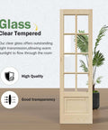 Preassembled 42x84 Double 21x84 Clear Glass French Interior Door With 7Ft Barn Door Hardware Kit, shown with clear glass panel.