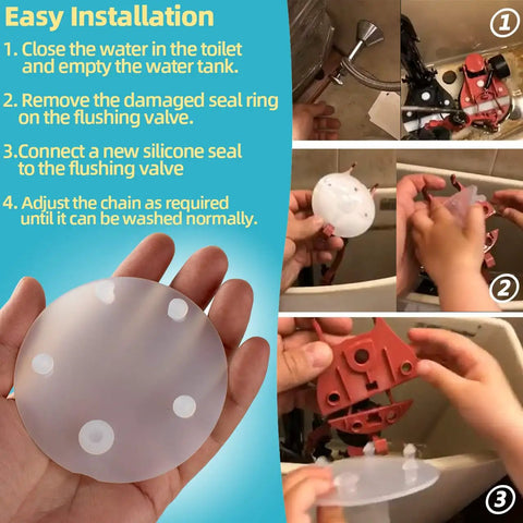 3 Inch Toilet Tank Silicone Flapper Seal Gasket Replacement Stops Running Toilets And Phantom Flushing No Fuss Install Durable Silicone Seal Fits Standard Flapper Styles For Quick Effective Fix, install steps shown